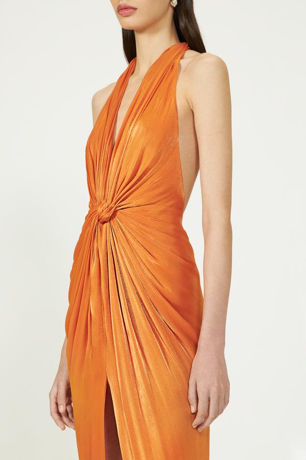 Costarellos Colette Lurex Georgette Halterneck Gown