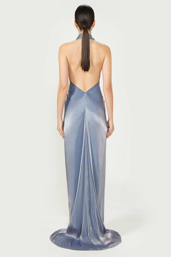 Costarellos Colette Lurex Georgette Halterneck Gown