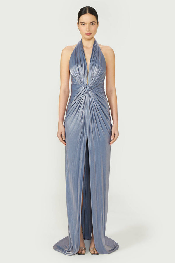 costarellos Colette Lurex Georgette Halterneck Gown