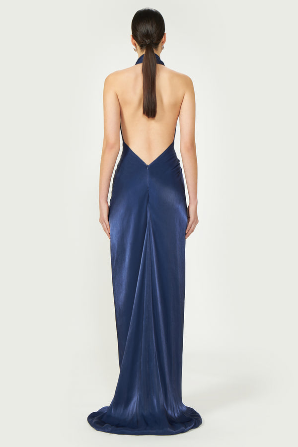Costarellos Colette Lurex Georgette Halterneck Gown