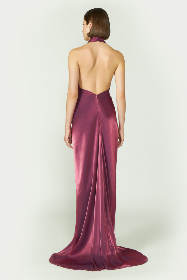 Costarellos Colette Lurex Georgette Halterneck Gown