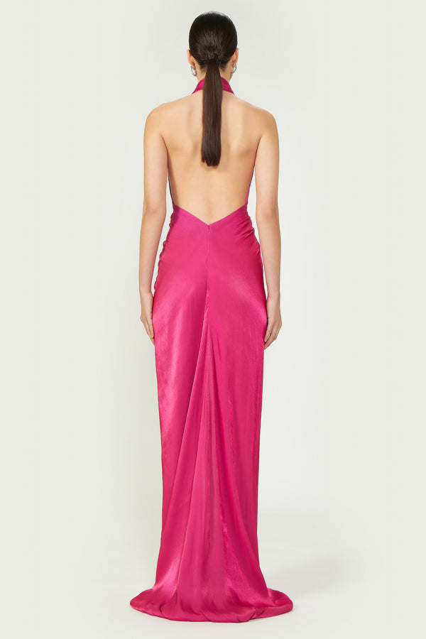 Costarellos Colette Lurex Georgette Halterneck Gown