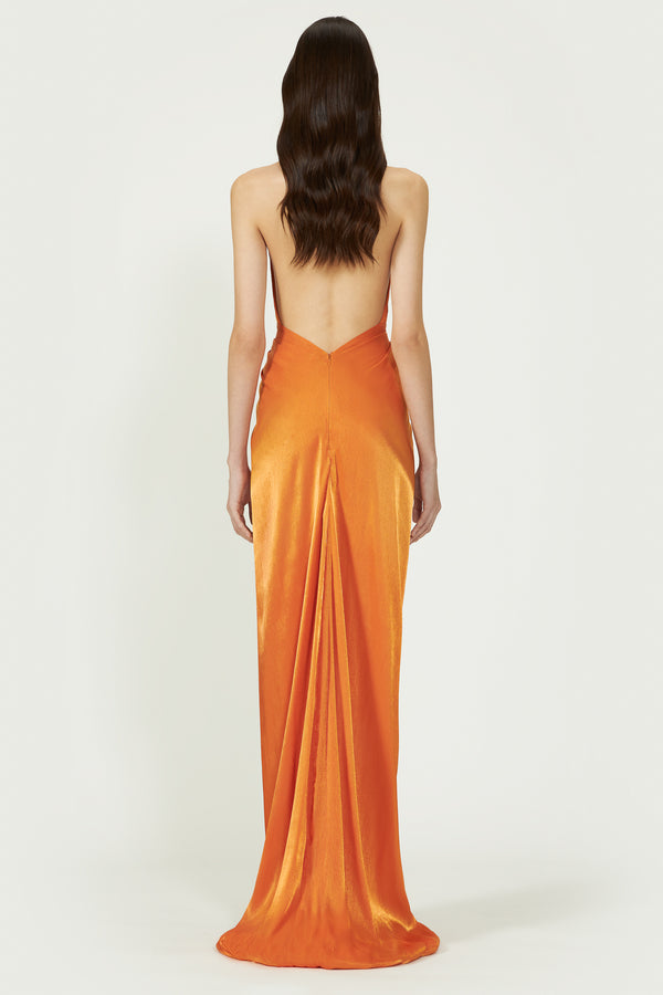 Costarellos Colette Lurex Georgette Halterneck Gown