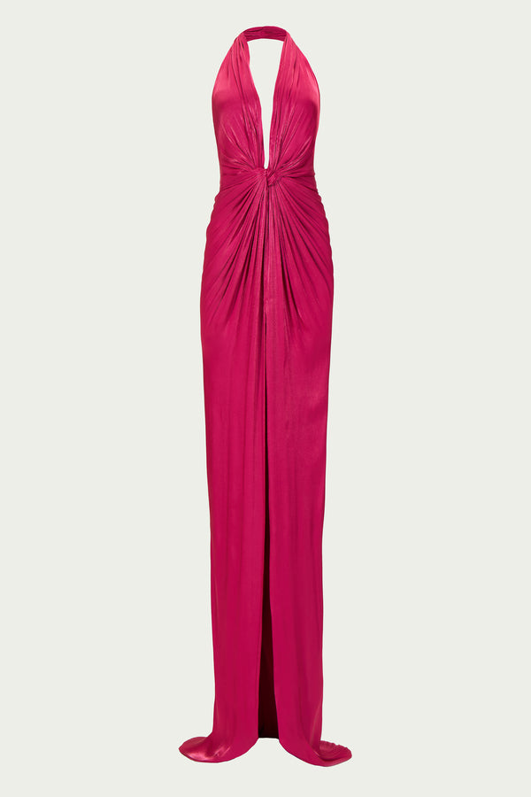 Costarellos Colette Lurex Georgette Halterneck Gown