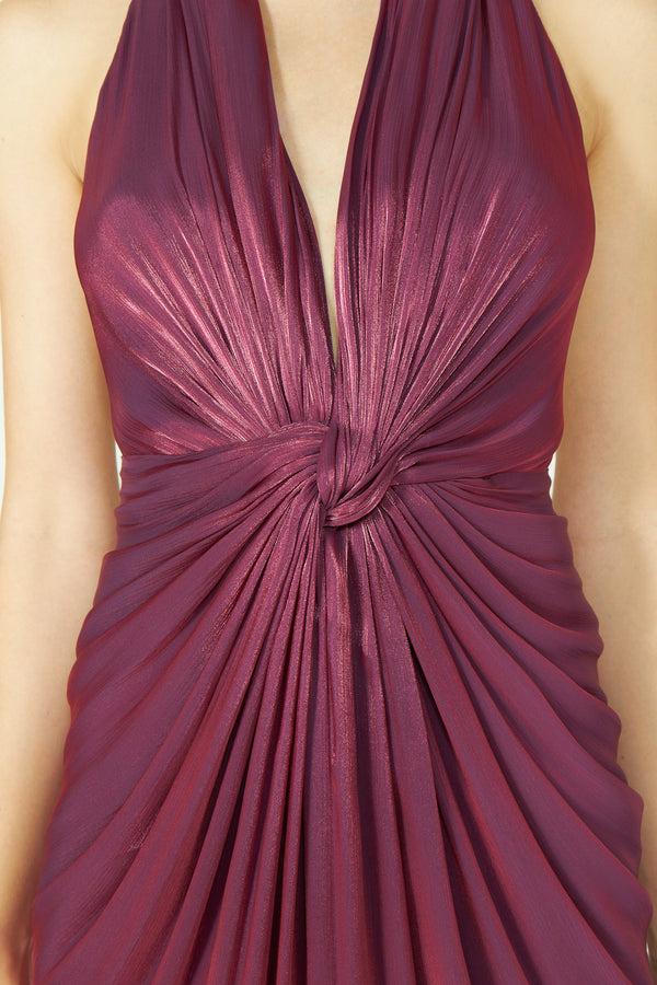 Costarellos Colette Lurex Georgette Halterneck Gown