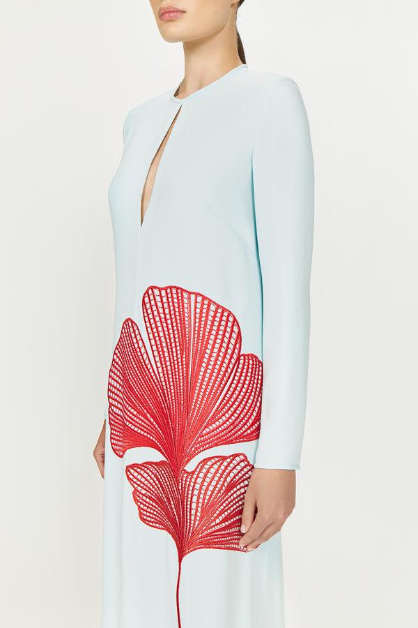 Costarellos Adeline Crepe Keyhole Gown