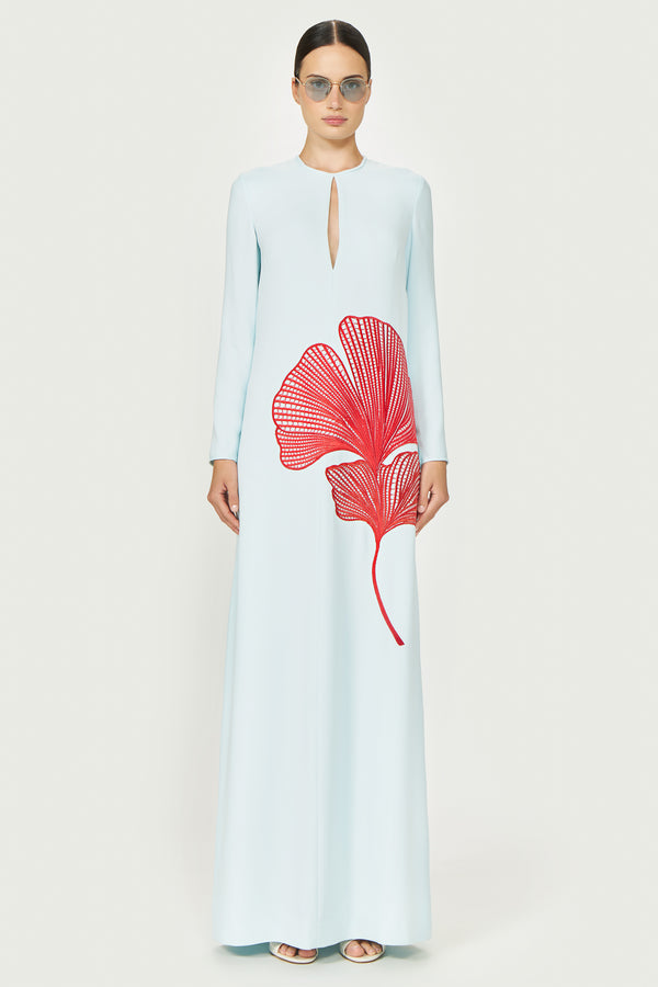 costarellos Adeline Crepe Keyhole Gown