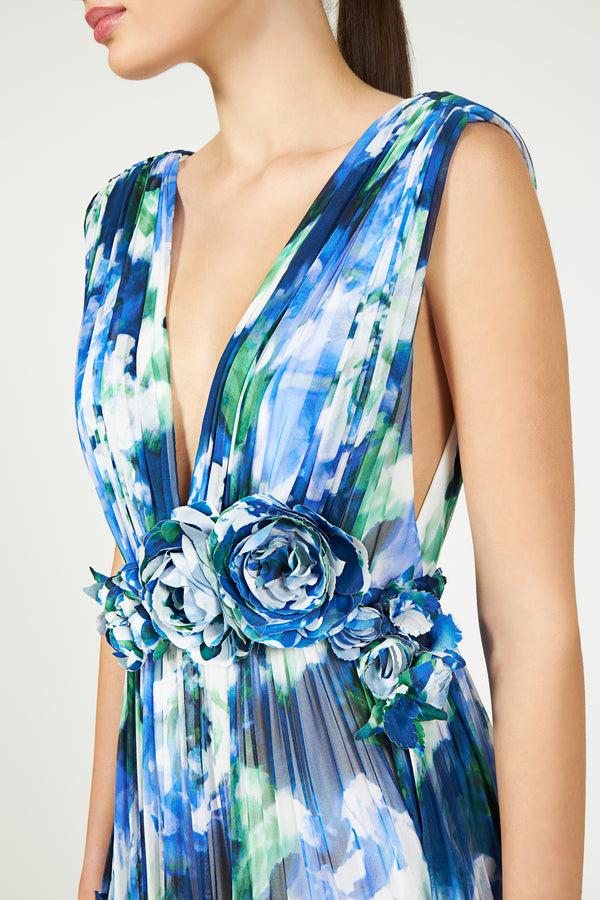 Costarellos Arella Floral Silk Georgette Gown