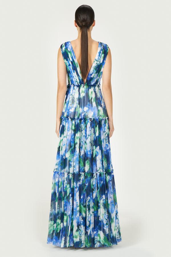 Costarellos Arella Floral Silk Georgette Gown
