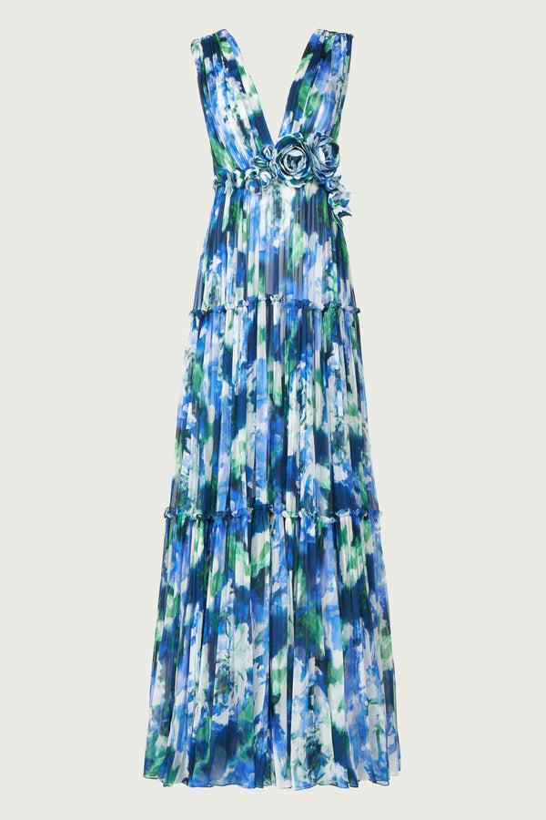 Costarellos Arella Floral Silk Georgette Gown