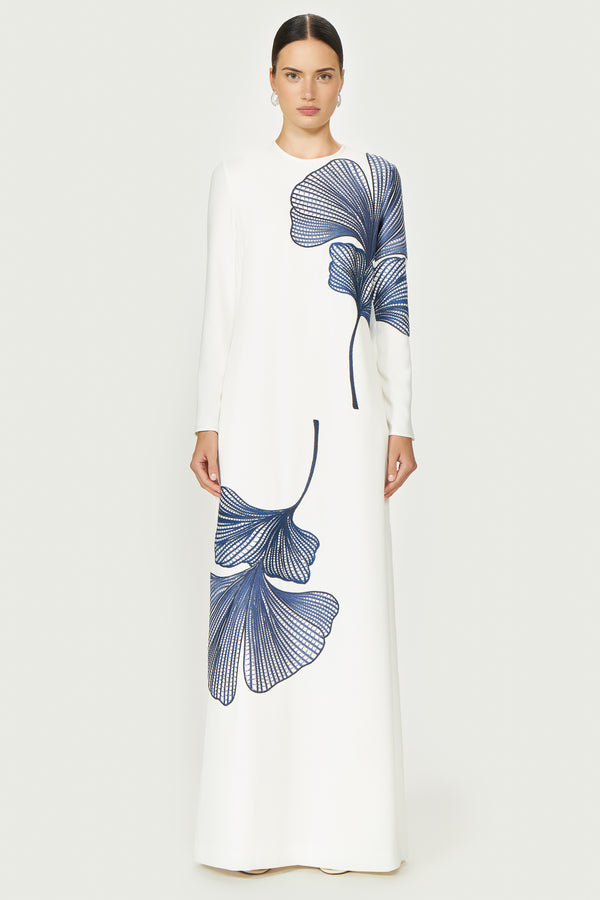 costarellos Austie Crepe Column Gown