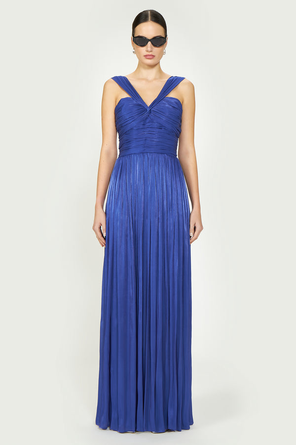 costarellos Cavana Lurex Georgette Gown