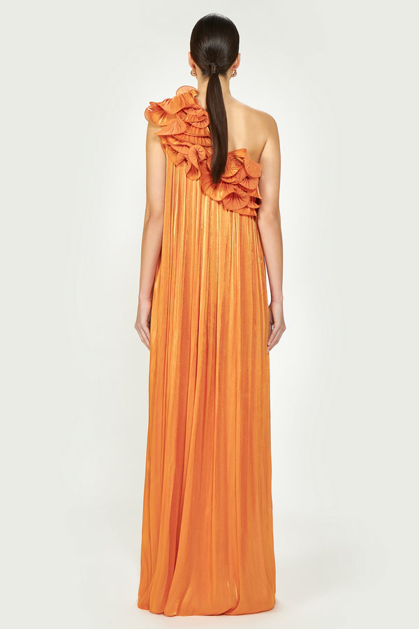 Costarellos Charmain Lurex Georgette Kaftan Gown