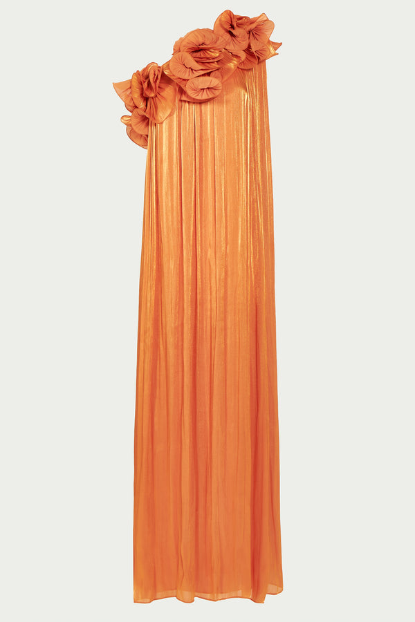 Costarellos Charmain Lurex Georgette Kaftan Gown