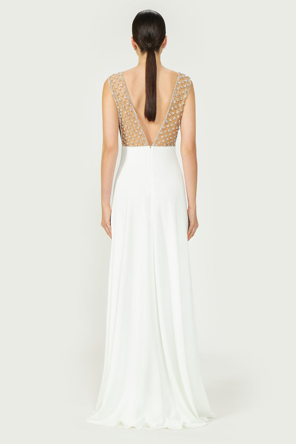 Costarellos Dania Embellished Crepe Gown