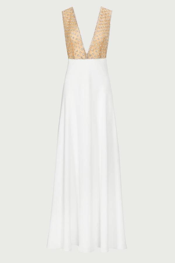 Costarellos Dania Embellished Crepe Gown