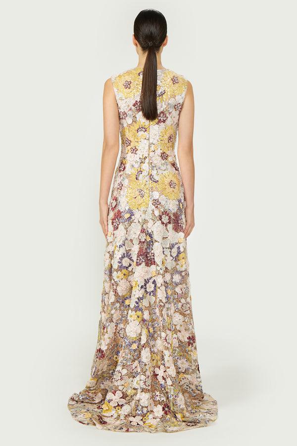 Costarellos Daphna Embroidered Gown