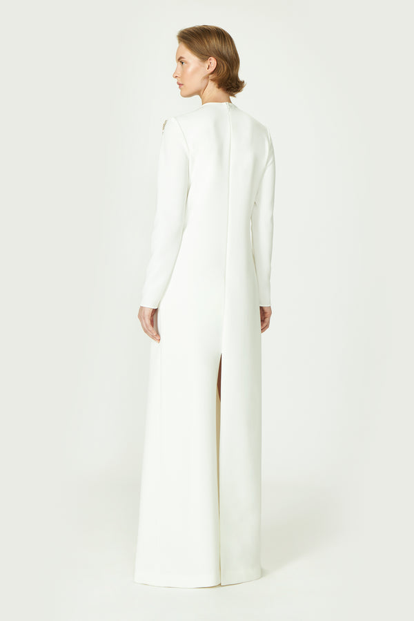 Costarellos Elea Crepe Crystal Gown