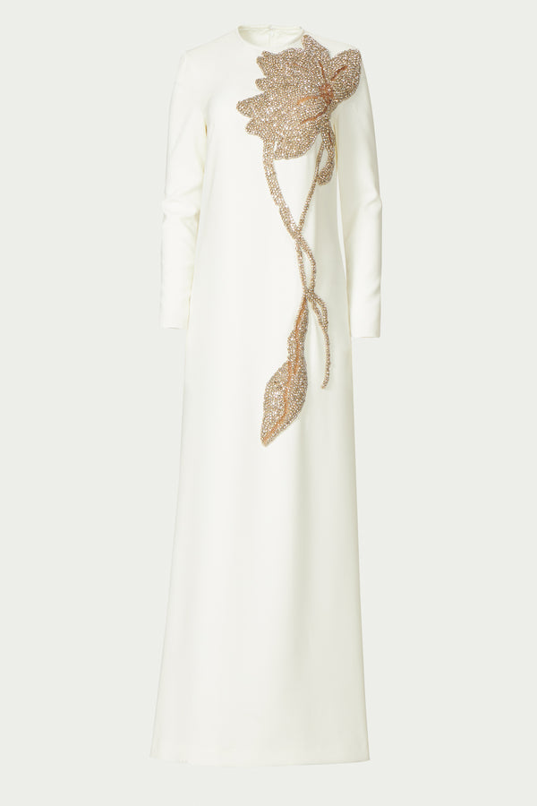 Costarellos Elea Crepe Crystal Gown