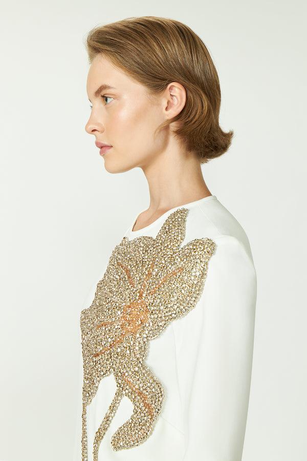 Costarellos Elea Crepe Crystal Gown