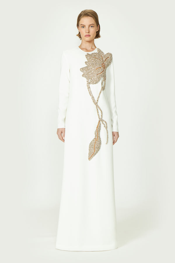 costarellos Elea Crepe Crystal Gown