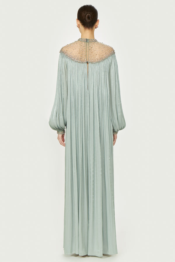 Costarellos Ellima Lurex Georgette Kaftan Gown