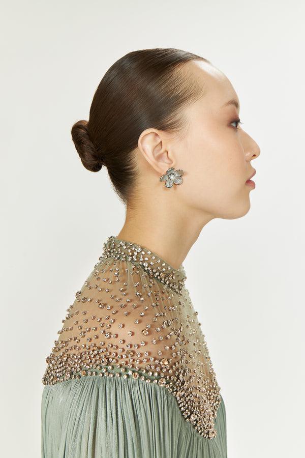 Costarellos Ellima Lurex Georgette Kaftan Gown