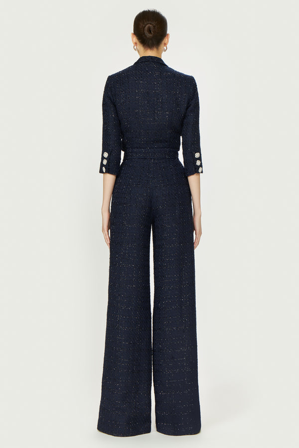 Costarellos Emilia Lurex Tweed Jumpsuit