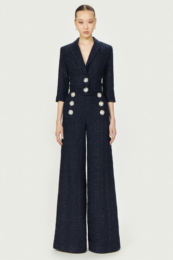 costarellos Emilia Lurex Tweed Jumpsuit