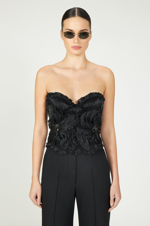 costarellos Ezra Lurex Georgette Bustier