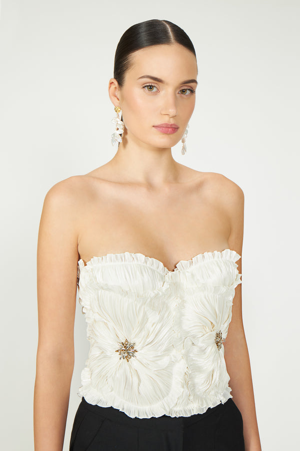 costarellos Ezra Lurex Georgette Bustier