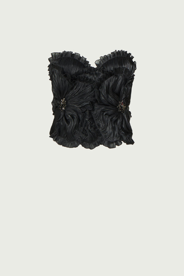 Costarellos Ezra Lurex Georgette Bustier