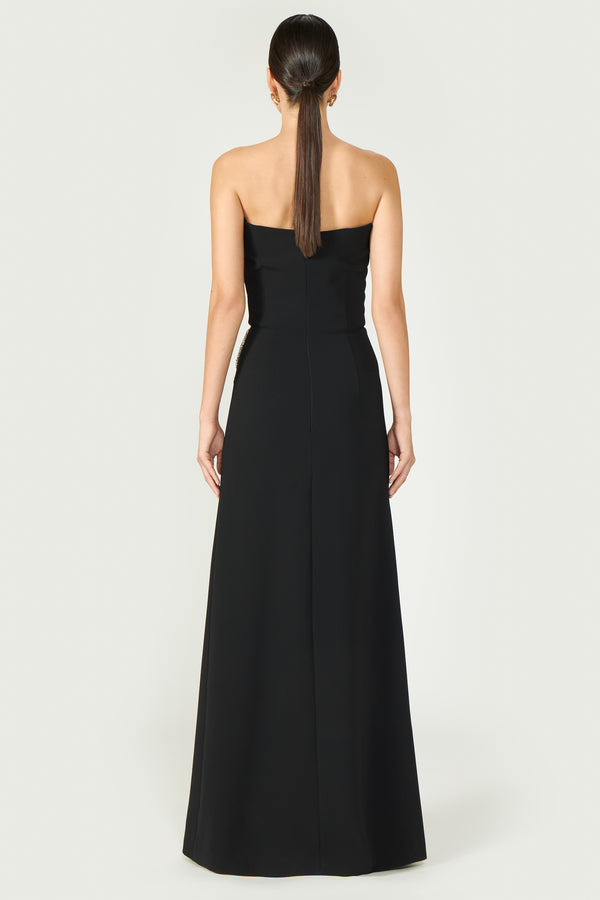 Costarellos Fara Crepe Crystal Gown