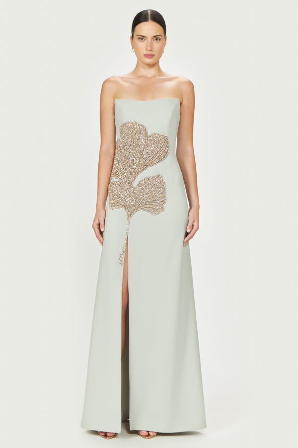 costarellos Faranna Crepe Strapless Gown