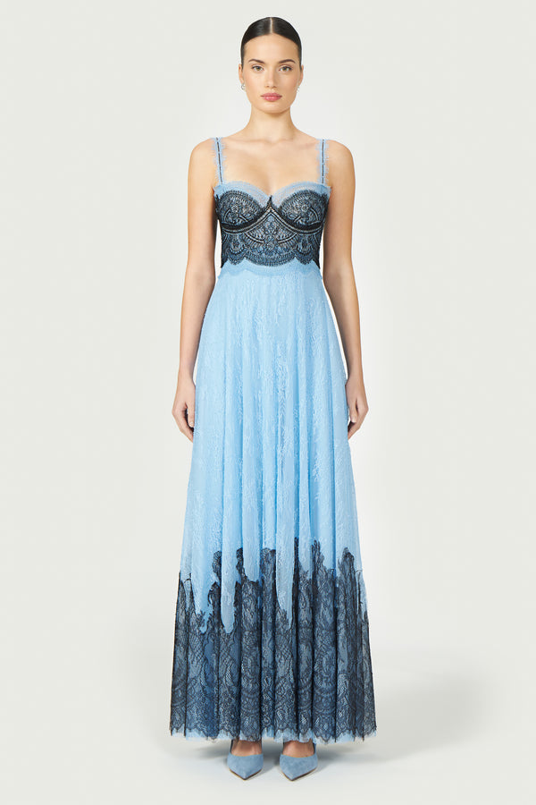 costarellos Gallie Chantilly Lace Gown
