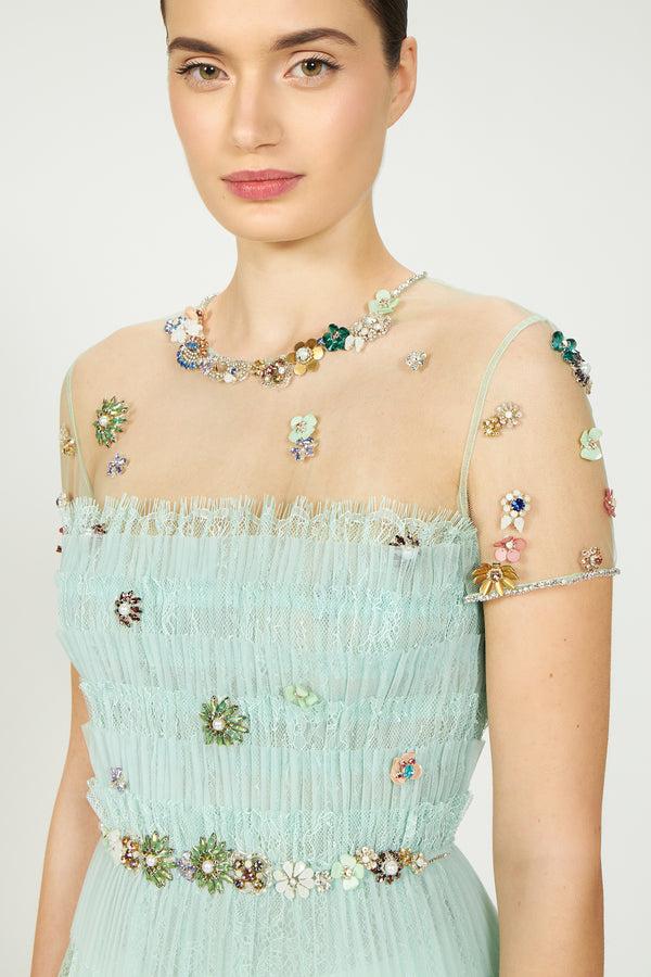 Costarellos Heidi Plissé Tulle Top