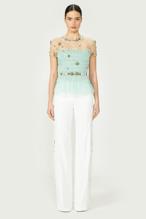 costarellos Heidi Plissé Tulle Top