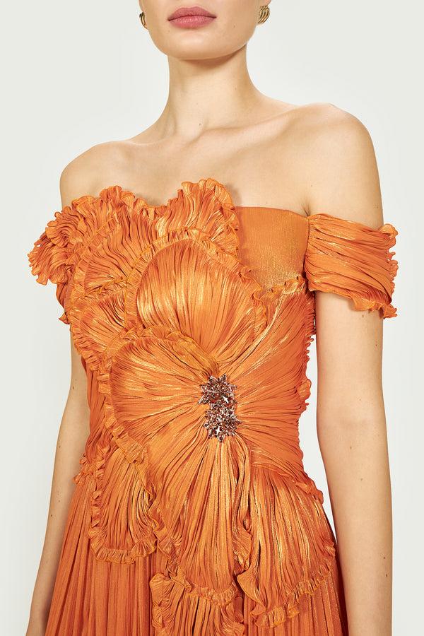 Costarellos Isla Lurex Georgette Gown