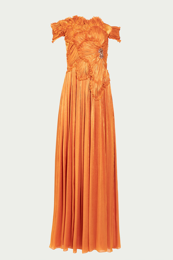 Costarellos Isla Lurex Georgette Gown