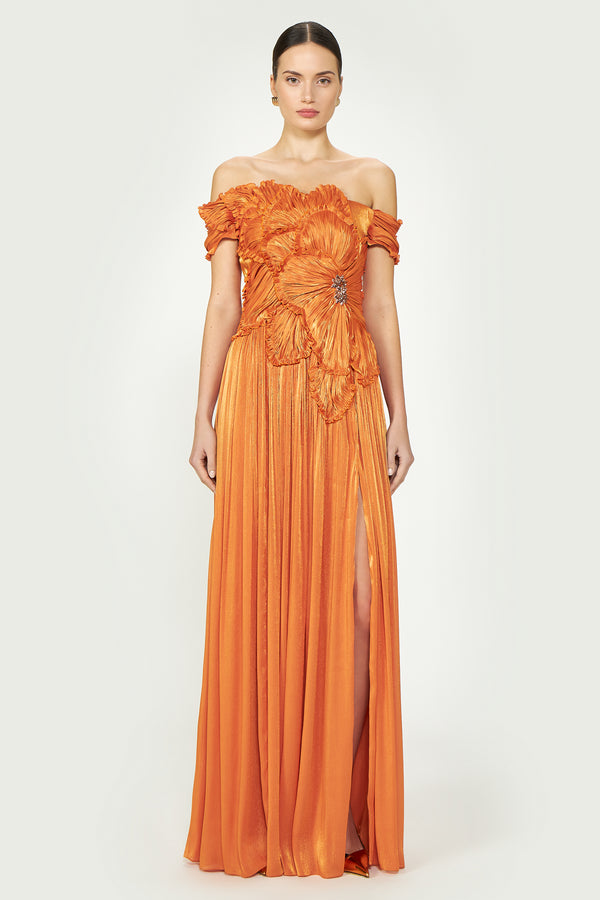 costarellos Isla Lurex Georgette Gown