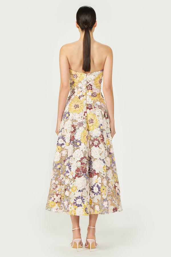 Costarellos Jassa Embroidered Strapless Dress