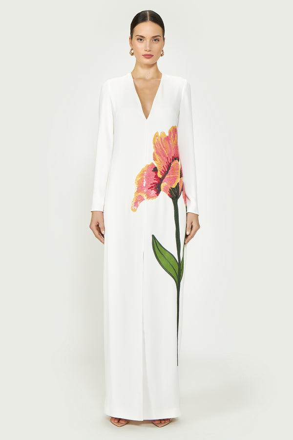 costarellos Jennis Crepe Column Gown