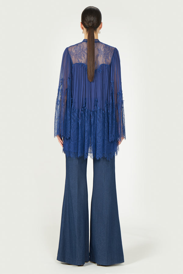 Costarellos Jorie Crinkled Silk Blouse