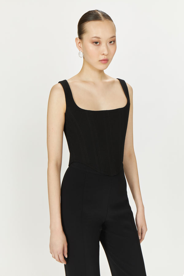 Costarellos Jovie Crepe Wool Bustier