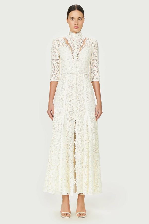 costarellos Junia Corded Lace Gown