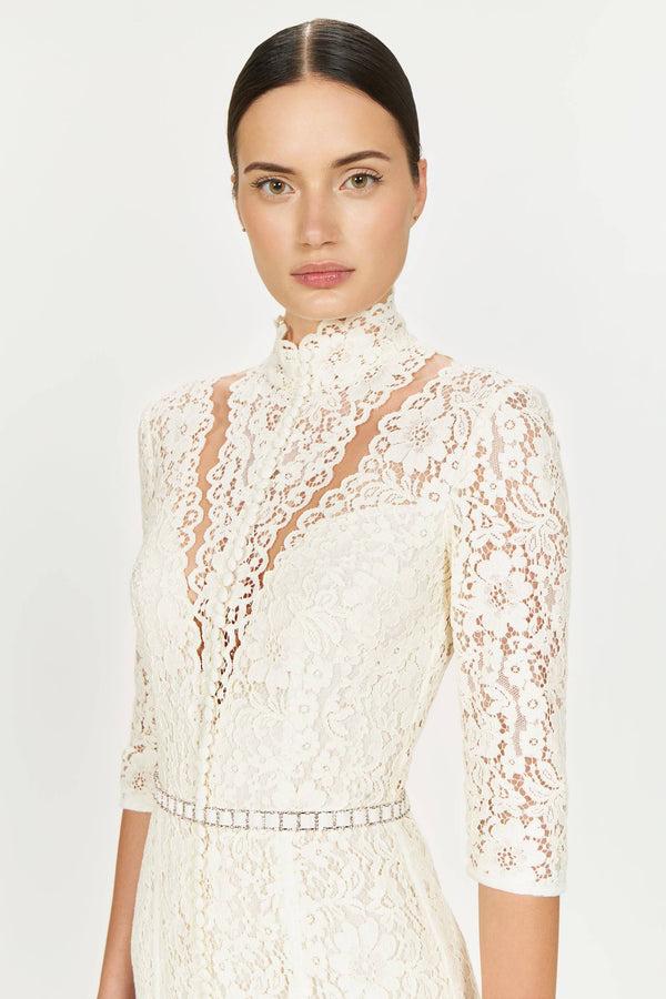 Costarellos Junia Corded Lace Gown