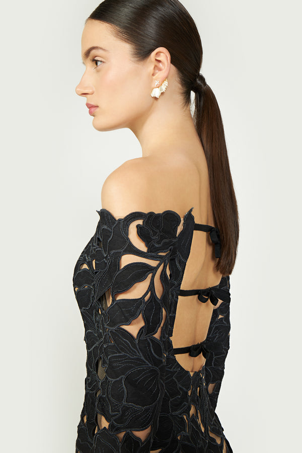 Costarellos Kasia Floral-Cut Lace Gown