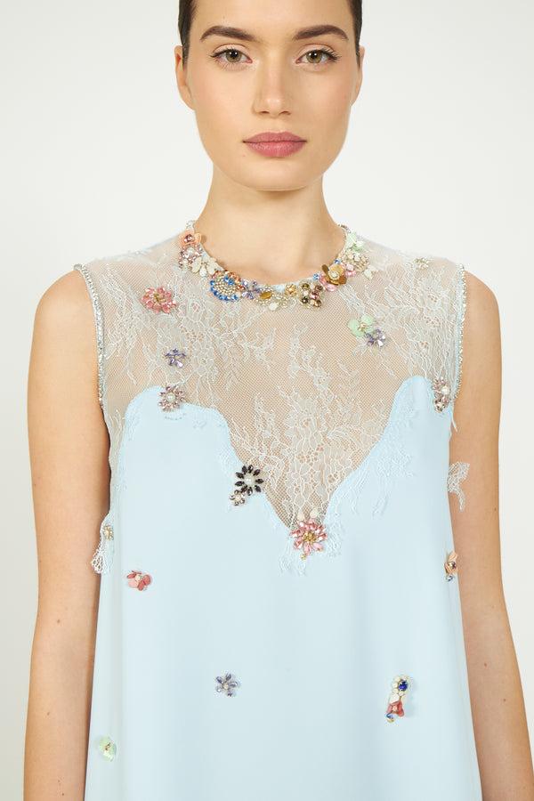 Costarellos Keeva Crystal Crepe Dress