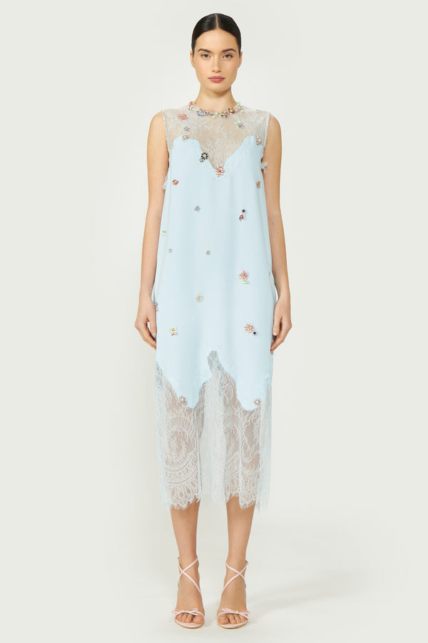 costarellos Keeva Crystal Crepe Dress