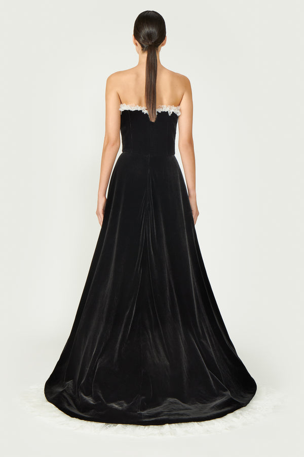 Costarellos Laurette Silk Velvet Strapless Gown